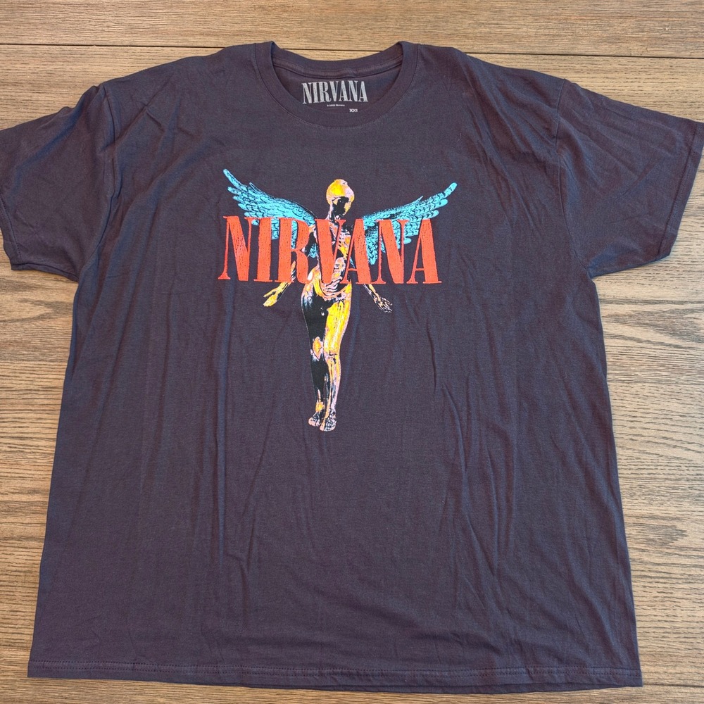 Nirvana In Utero Angel Graphic T-Shirt Black XXL Licensed Grunge Tee